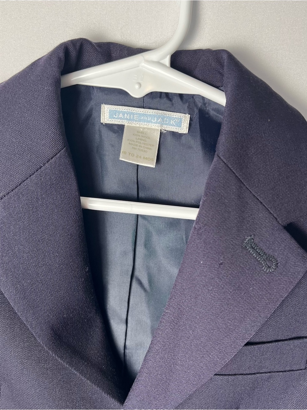 Janie and Jack Baby Boy Wool Button Up Blazer Sport Coat Navy Blue 18-24 Months - Picture 2 of 8